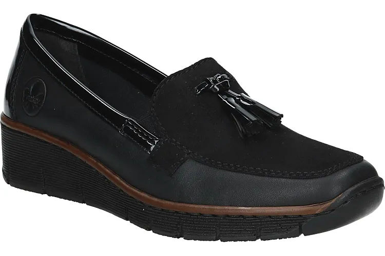 Dames Schoenen voor voor Platte schoenen voor Pantoffels Rieker Mocassins in het Zwart 